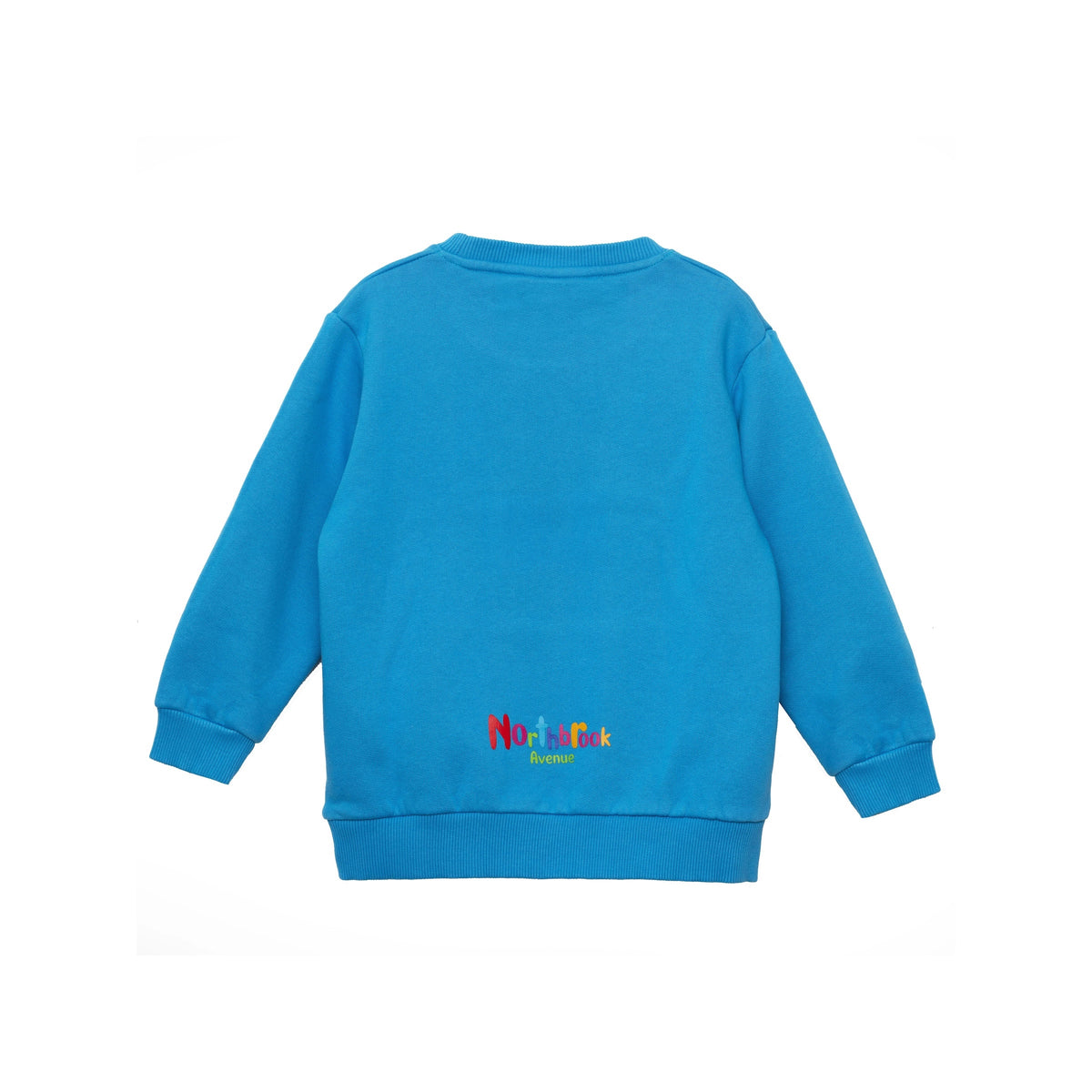 Children's Sweatshirt in Blue Organic Cotton with 2 Children Print on the front