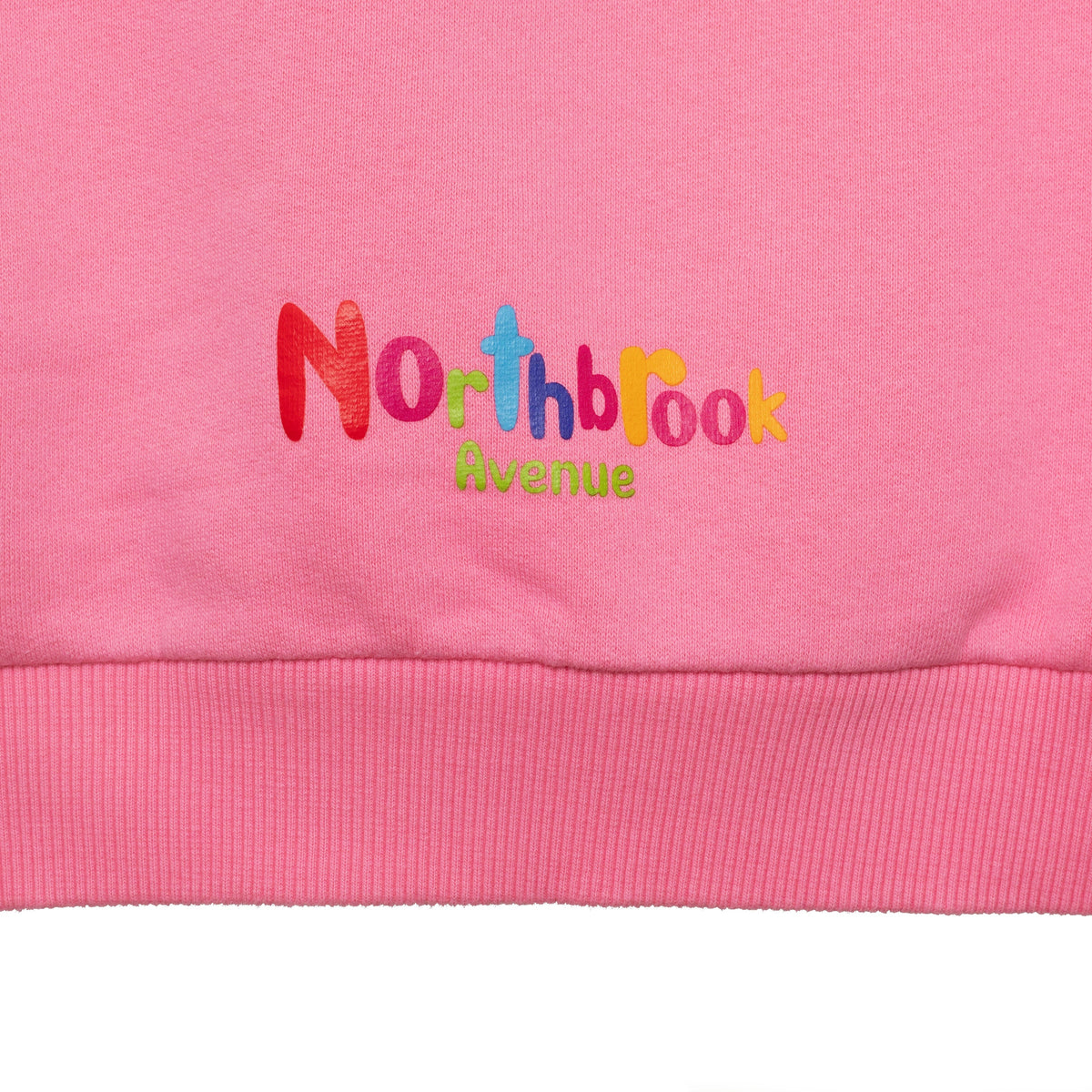 Children's Sweatshirt in Pink Organic Cotton with Little Girl Print on the front