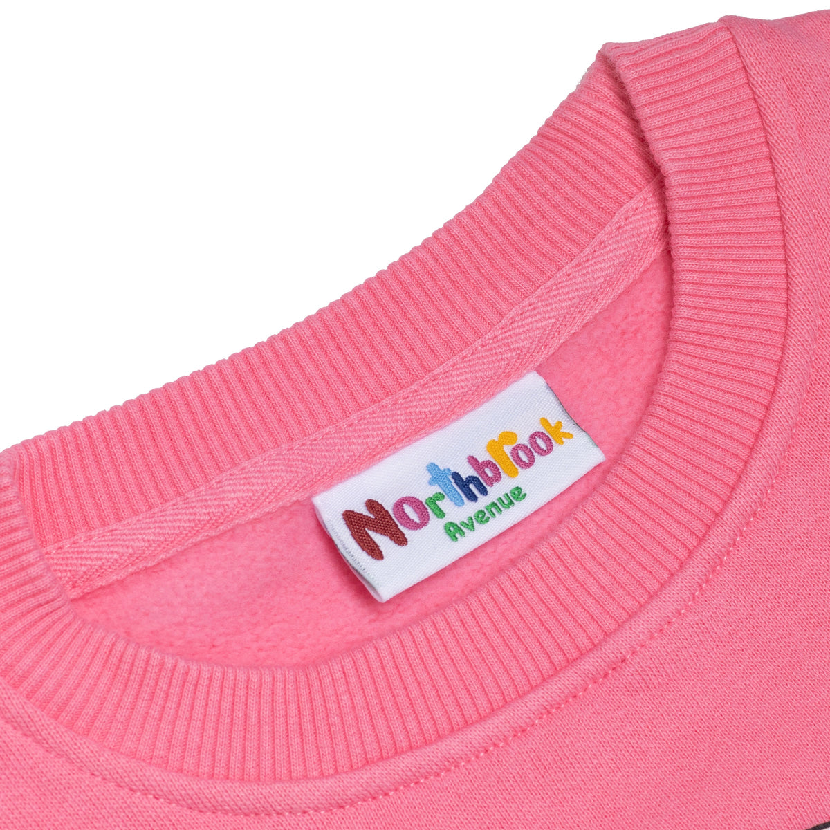 Children's Sweatshirt in Pink Organic Cotton with Little Girl Print on the front