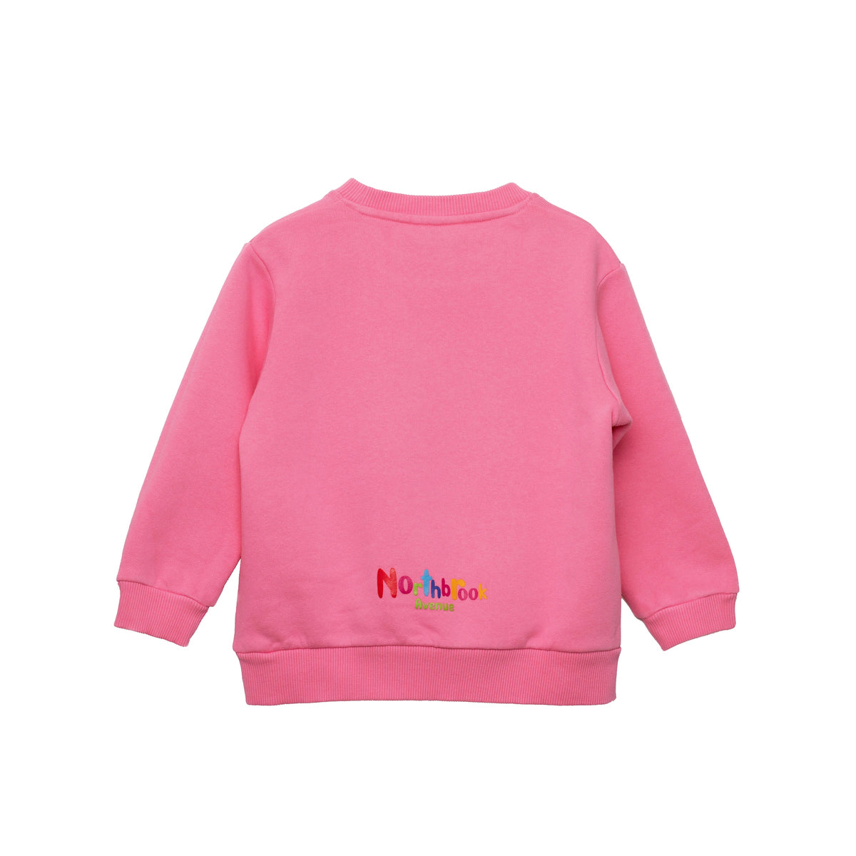 Children's Sweatshirt in Pink Organic Cotton with Little Girl Print on the front